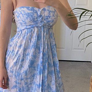 Blue and White Tie-dye Tiare Hawaii Summer Beach Mini Dress